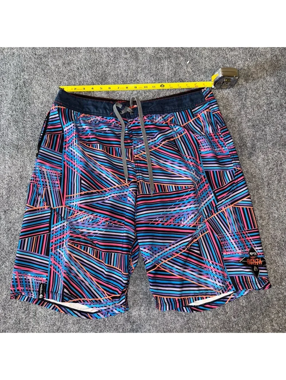 The Ninja Multicolor Surf Board Shorts Mens LG Vtg y2k 90s Rare
